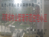 2008年12月17日，平頂山森林半島被 評為"河南省物業(yè)管理示范住宅小區(qū)"榮譽稱號。